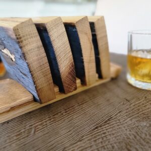 Bourbon Barrel Coaster Back with Charcoal