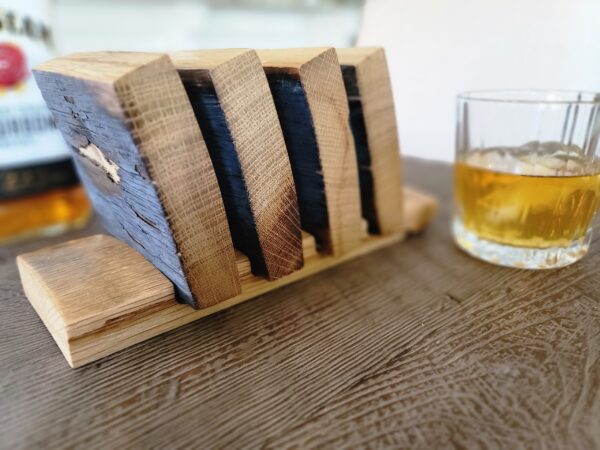 Bourbon Barrel Coaster Back with Charcoal