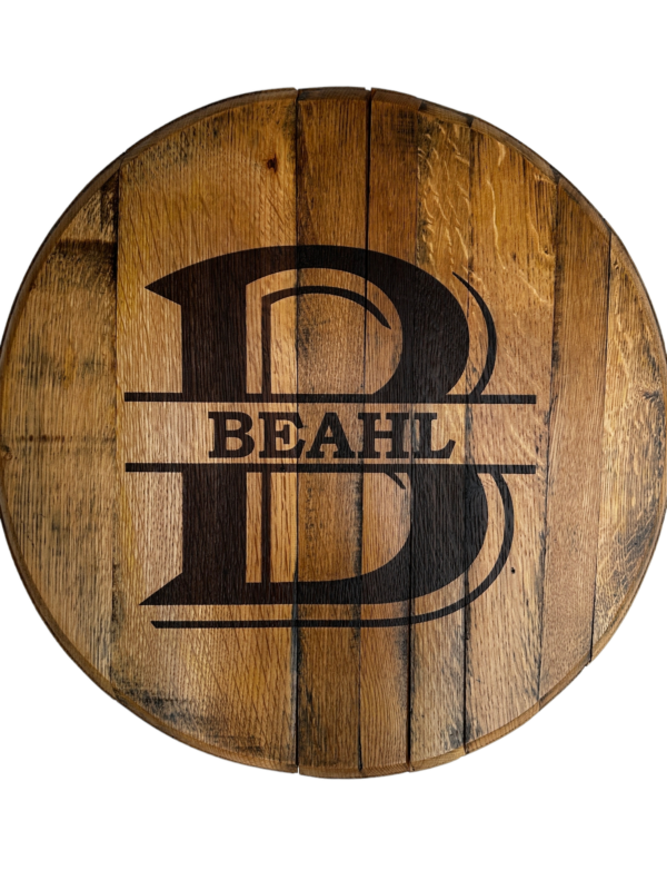 Custom engraved bourbon barrel lid